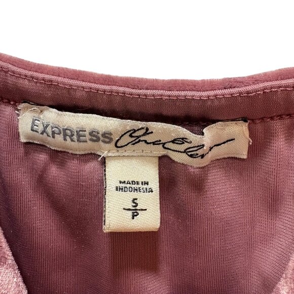 Express Pink Crushed Velvet Double Spaghetti Strap Tank Top S Lined Stretch - Picture 2 of 7